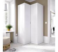 Dmora Guardaroba 2 Ante Elgon, Mobile angolare per Camera da Letto, Armadio Appendiabiti ad Angolo, 91x93h184 cm, Bianco