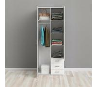 Dmora - Guardaroba 2 ante Emilie, Mobile camera da letto, Cabina armadio portabiti, Armadio appendiabiti, 77x50 h200 cm, Bianco