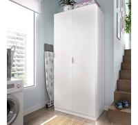 Dmora - Guardaroba Giovo, Mobile appendiabiti per camera da letto, Armadio a 2 ante battenti, 81x52h184 cm, Bianco