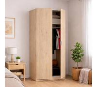 Dmora - Guardaroba Giovo, Mobile appendiabiti per camera da letto, Armadio a 2 ante battenti, 81x52h184 cm, Rovere