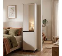 Dmora Guardaroba 2 Ante Hafuka 55x206h cm Bianco Appendiabiti 2 Ripiani, Armadio Camera da Letto 3 Vani