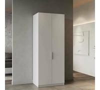 Dmora - Guardaroba 2 Ante Isere, Mobile Camera da Letto, Cabina Armadio portabiti, Armadio Appendiabiti, 79x51 h203 cm, Bianco Opaco