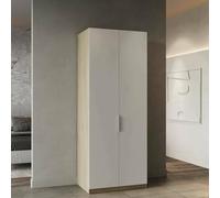 Dmora - Guardaroba 2 Ante Isere, Mobile Camera da Letto, Cabina Armadio portabiti, Armadio Appendiabiti, 79x51 h203 cm, Rovere e Bianco Opaco