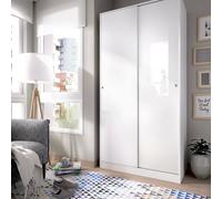 Dmora - Guardaroba Kilimangiaro, Mobile appendiabiti per camera da letto, Armadio con 2 ante scorrevoli, 100x50h204 cm, Bianco