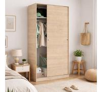 Dmora - Guardaroba Kilimangiaro, Mobile appendiabiti per camera da letto, Armadio con 2 ante scorrevoli, 100x50h204 cm, Rovere