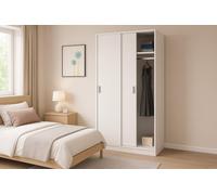 Dmora - Guardaroba 2 ante Lansing, Armadio per camera da letto, Mobile con ripiano e barra appendiabiti, 100x50h200 cm, Bianco