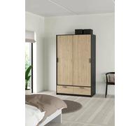 Dmora - Guardaroba 2 ante Leonore, Mobile camera da letto, Cabina armadio portabiti, Armadio appendiabiti, 121x60 h200 cm, Nero e Rovere