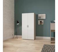 Dmora - Guardaroba 2 Ante Loire, Mobile Camera da Letto, Cabina Armadio portabiti, Armadio Appendiabiti, 79x52 h166 cm, Rovere e Bianco Opaco