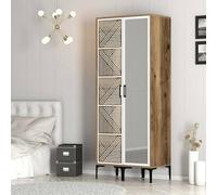 Dmora - Guardaroba 2 ante Mirfak, Mobile camera da letto, Cabina armadio portabiti, Armadio appendiabiti, 80x201h48 cm, Noce e Bianco