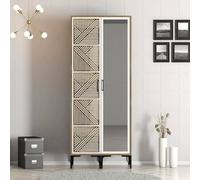 Dmora - Guardaroba 2 ante Mirfak, Mobile camera da letto, Cabina armadio portabiti, Armadio appendiabiti, 80x201h48 cm, Noce e Bianco