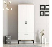 Dmora - Guardaroba 2 ante Naos, Mobile camera da letto, Cabina armadio portabiti, Armadio appendiabiti, 80x201h48 cm, Noce e Bianco