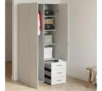 Dmora - Guardaroba 2 ante Prisca, Mobile camera da letto, Cabina armadio portabiti, Armadio appendiabiti, 77x49 h175 cm, Bianco