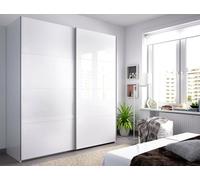 Dmora - Guardaroba Saltoro, Mobile appendiabiti per camera da letto, Armadio a 2 ante scorrevoli, 180x65h204 cm, Bianco