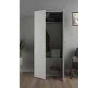 Dmora - Guardaroba 2 ante Sylvie, Mobile camera da letto, Cabina armadio portabiti, Armadio appendiabiti, 78x50 h175 cm, Bianco