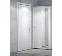 Dmora Guardaroba Tulipano, Armadio a 2 Ante scorrevoli e Specchio, Mobile con Barra Appendiabiti e Ripiani, 100% Made in Italy, 90x45h195 cm, Bianco