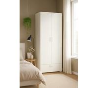 Dmora Guardaroba 2 Ante Vacone 52.00x180.00h cm Bianco Appendiabiti 2 Ripiani, Armadio Camera da Letto Un Cassetto Made in Italy