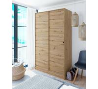 Dmora Guardaroba Waterbury, Armadio per Camera da Letto a 2 Ante scorrevoli, Mobile con 4 Ripiani e Barra Appendiabiti, 120x50h200 cm, Rovere Nodi, Legno, Lunghezza 120 cm