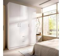 Dmora - Guardaroba Argentella, Mobile appendiabiti per camera da letto, Armadio a 3 ante battenti e 2 cassetti, 150x52h215 cm, Bianco