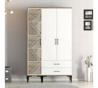 Dmora Guardaroba 3 Ante Avior, Mobile Camera da Letto, Cabina Armadio portabiti, Armadio Appendiabiti, 120x48h201 cm, Noce e Bianco