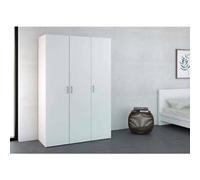 Dmora Armadio Guardaroba a Tre Ante battenti con Quattro Ripiani Interni e Barra Appendiabiti, Colore Bianco, cm 115 x 175 x 49, 3 4