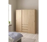 Dmora - Guardaroba 3 ante Delphine, Mobile camera da letto, Cabina armadio portabiti, Armadio appendiabiti, 177x60 h200 cm, Rovere