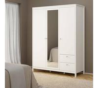 Dmora - Guardaroba 3 ante Helise, Mobile camera da letto, Cabina armadio portabiti, Armadio appendiabiti, 150x58 h199 cm, Bianco