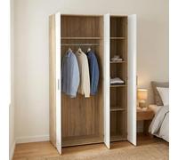 Dmora - Guardaroba 3 Ante Isabelle, Mobile Camera da Letto, Cabina Armadio portabiti, Armadio Appendiabiti, 118x50 h201 cm, Quercia e Bianco Lucido