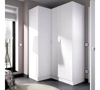 Dmora Guardaroba 3 Ante Meru, Mobile angolare per Camera da Letto, Armadio Appendiabiti ad Angolo, 133x91h184 cm, Bianco