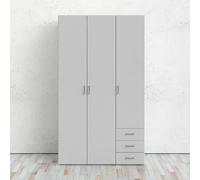 Dmora - Guardaroba 3 ante Suzette, Mobile camera da letto, Cabina armadio portabiti, Armadio appendiabiti, 116x50 h200 cm, Bianco lucido