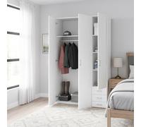 Dmora - Guardaroba 3 ante Suzette, Mobile camera da letto, Cabina armadio portabiti, Armadio appendiabiti, 115x49 h200 cm, Bianco