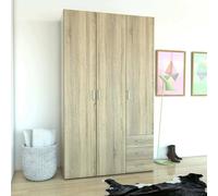 Dmora - Guardaroba 3 ante Suzette, Mobile camera da letto, Cabina armadio portabiti, Armadio appendiabiti, 116x50 h200 cm, Quercia