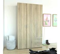 Dmora - Guardaroba 3 ante Suzette, Mobile camera da letto, Cabina armadio portabiti, Armadio appendiabiti, 116x50 h200 cm, Quercia