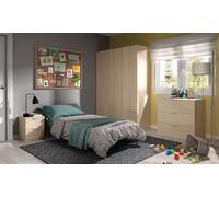 Dmora - Guardaroba 3 ante Warren, Armadio per camera da letto 3 cassetti, Mobile con 3 ripiani e barra appendiabiti, 121x52h180 cm, Rovere