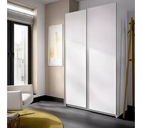 Dmora - Guardaroba Annapurna, Mobile appendiabiti per camera da letto, Armadio a 2 ante scorrevoli, 120x65h204 cm, Bianco