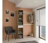 Dmora - Guardaroba grande Adour, Mobile camera da letto, Cabina armadio portabiti, Armadio appendiabiti, 118x40 h183 cm, Rovere e Bianco opaco