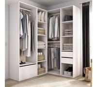 Dmora Guardaroba Grande Alpi 145x205h cm Bianco Modulabile 11 Ripiani, Armadio Camera da Letto Appendiabiti