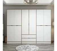 Dmora Guardaroba Grande Alrai, Mobile Camera da Letto, Cabina portabiti, Armadio Appendiabiti, 277x52 h208 cm, Bianco e Oro