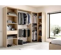 Dmora - Guardaroba Arera, Struttura per cabina armadio angolare, Mobile appendiabiti aperto ad angolo, 248x79h187 cm, Rovere