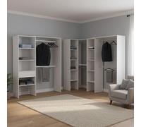 Dmora Guardaroba Grande Aspermont 388x187h cm Bianco 12 Ripiani Appendiabiti, Armadio Camera da Letto Modulabile