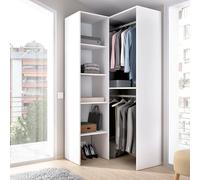 Dmora - Guardaroba Bernina, Struttura per cabina armadio angolare, Mobile appendiabiti aperto ad angolo, 79x88h186 cm, Bianco