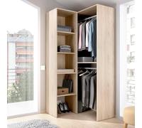 Dmora - Guardaroba Bernina, Struttura per cabina armadio angolare, Mobile appendiabiti aperto ad angolo, 79x88h186 cm, Rovere