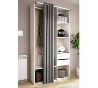 Dmora Guardaroba Grande Borla, Mobile Camera da Letto, Cabina portabiti, Armadio Appendiabiti, 98x53 h205 cm, Bianco e Rovere