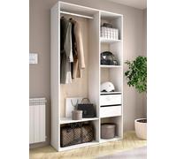 Dmora Guardaroba Grande Borla, Mobile Camera da Letto, Cabina portabiti, Armadio Appendiabiti, 98x45 h205 cm, Bianco e Rovere