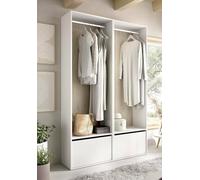 Dmora - Guardaroba grande Brealone, Mobile camera da letto, Cabina armadio portabiti, Armadio appendiabiti aperto, 120x45 h205 cm, Bianco e Rovere