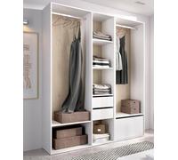 Dmora - Guardaroba grande Breda, Mobile camera da letto, Cabina armadio portabiti, Armadio appendiabiti aperto, 158x45 h205 cm, Bianco e Rovere