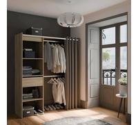 Dmora - Guardaroba grande Doubs, Mobile camera da letto, Cabina armadio portabiti, Armadio appendiabiti, 167x50 h192 cm, Rovere e Bianco opaco