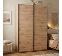 Dmora Guardaroba Grande Iida 146x218h cm Marrone Rovere Nodi Appendiabiti 2 Ripiani, Armadio Camera da Letto Apertura Scorrevole
