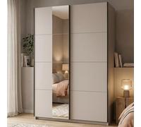 Dmora Guardaroba Grande Imabari 146x218h cm Bianco Crema Appendiabiti 2 Ripiani, Armadio Camera da Letto Apertura Scorrevole