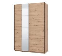 Dmora Guardaroba Grande Imabari 146x218h cm Marrone Rovere Nodi Appendiabiti 2 Ripiani, Armadio Camera da Letto Apertura Scorrevole