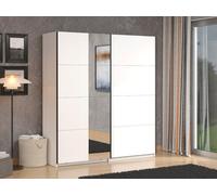 Dmora Guardaroba Grande Ishinomaki 195x218h cm Bianco Opaco Appendiabiti 2 Ripiani, Armadio Camera da Letto Apertura Scorrevole